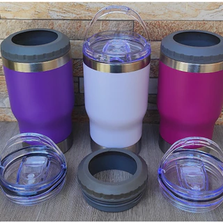 Copo Térmico 420ML Porta Long Neck 6 em 1 Aço Inox com Abridor Embaixo e Tampa de Acrilico parede dupla Palitinho Lata Para Cerveja Gelada Chopp Churrasco Gordinho IDEIAS DE PRESENTE DIA DOS NAMORADOS - VERÃO 2024 NOVIDADE