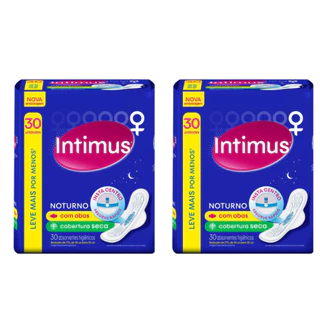 Kit 2 Pacotes Absorvente Noturno Intimus Cobertura Seca c/ 30un - Total 60un