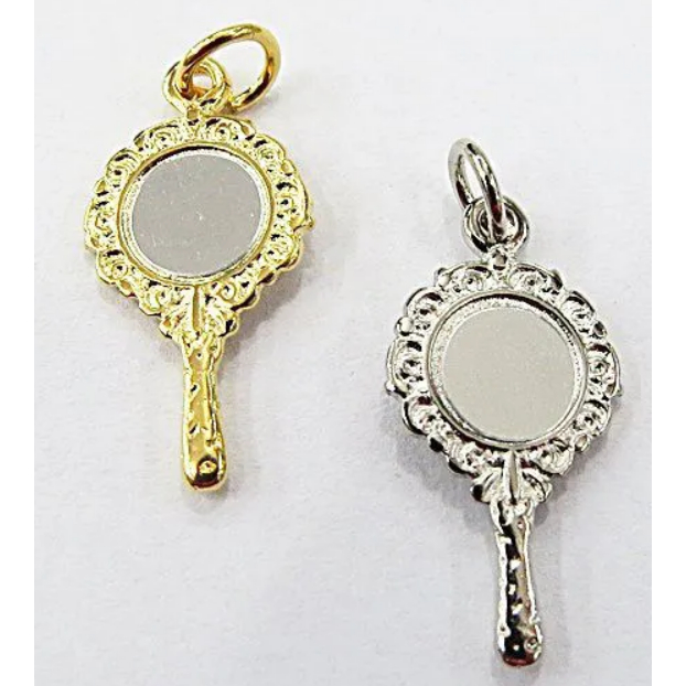 Charms / Ciondoli: Charm Chiave in metallo dorato smaltato rosa 23x11mm