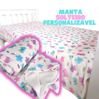 Manta Solteiro Fleece Personalizada com sua Marca - Coberta Peluciada Antialérgica Clinica Studio Estética Dentista