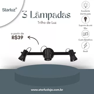Trilho de Luz 3 Lâmpadas