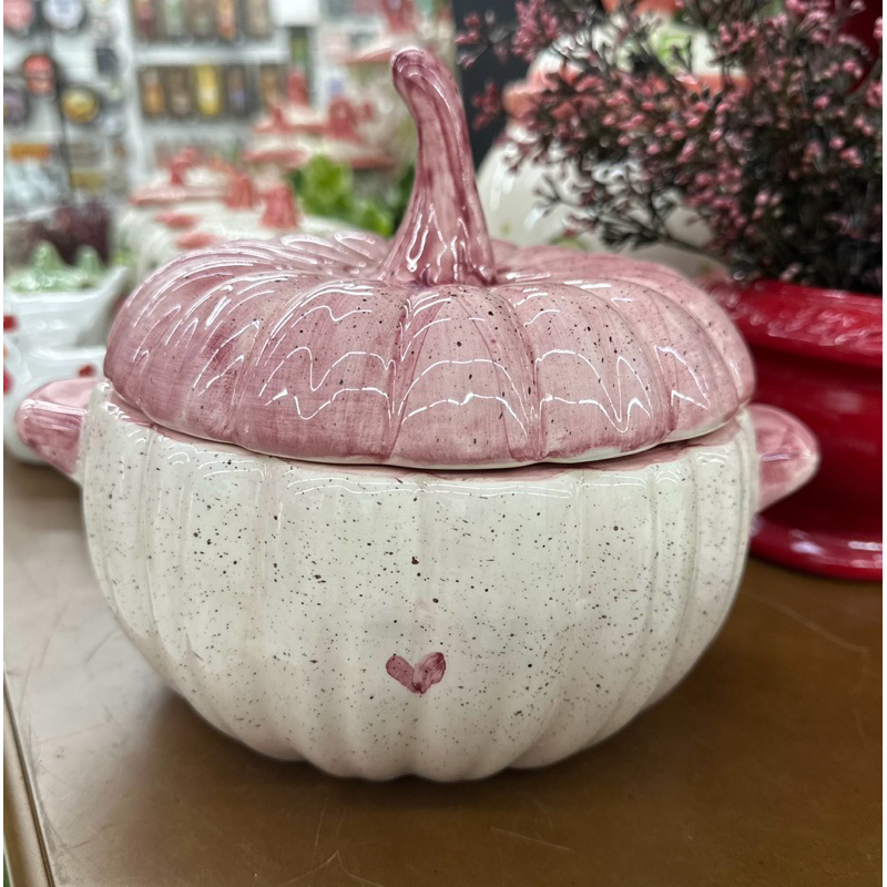 Tigela Caçarola Sopeira com Tampa em Cerâmica Abóbora