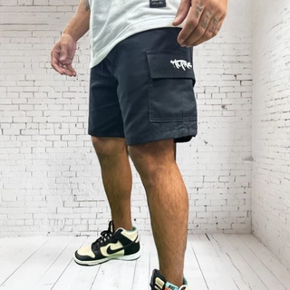 Shorts Masculino Cargo Tupac Sarja Adulto e Juvenil Bermuda Masculina Mauricinho