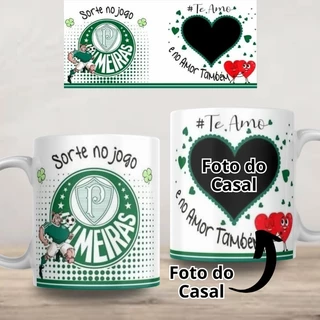 Caneca Personalizada Palmeiras Casal Sorte no jogo e no amor também Presente Promoção