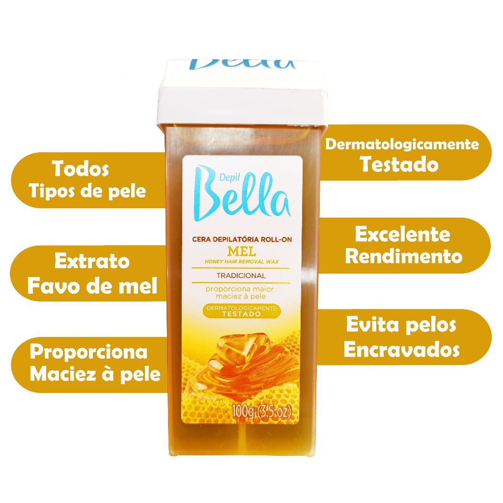 Cera Roll-on Depil Bella 2 unidades + 20 Lenços TNT | Shopee Brasil