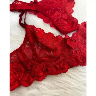 CONJUNTO FEMININO RENDA PRETO LINGERIE SUTIA SEM BOJO COM FIO RENDADO FORRADO LUXO SENSUAL MODA INTI