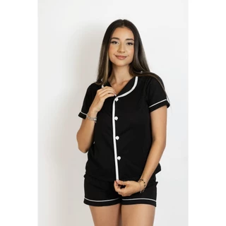 Pijama Americano Feminino Adulto Aberto Botão