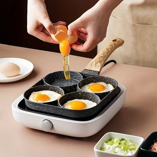 Frigideira Antiaderente 3 Furos Divisórias Fritar Ovo Carne Lanche Hambúrguer Multiuso Pedra De MaiFan