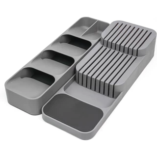 Kit Porta Talheres E Organizador De Facas Compacto Com Divisórias De Armário