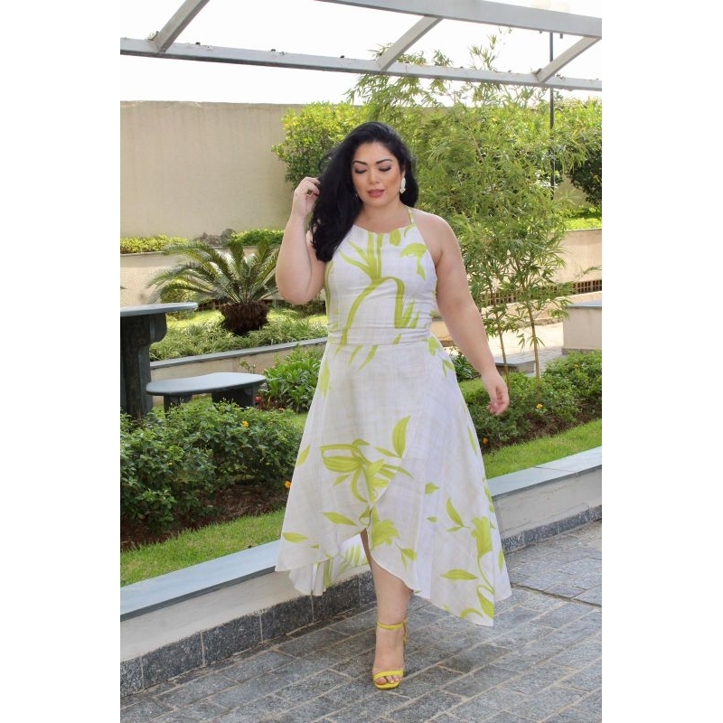 Conjunto Plus Sizer Feminina Saia Midi Envelope Transpassada