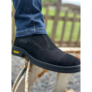 Botina Preta Masculina Bota Couro Cano Curto Nobuck Butina Vaquejada Bota Preta Unissex