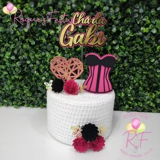 Chá de Lingerie / Despedida de Solteira - Topo de Bolo Personalizado em Camadas