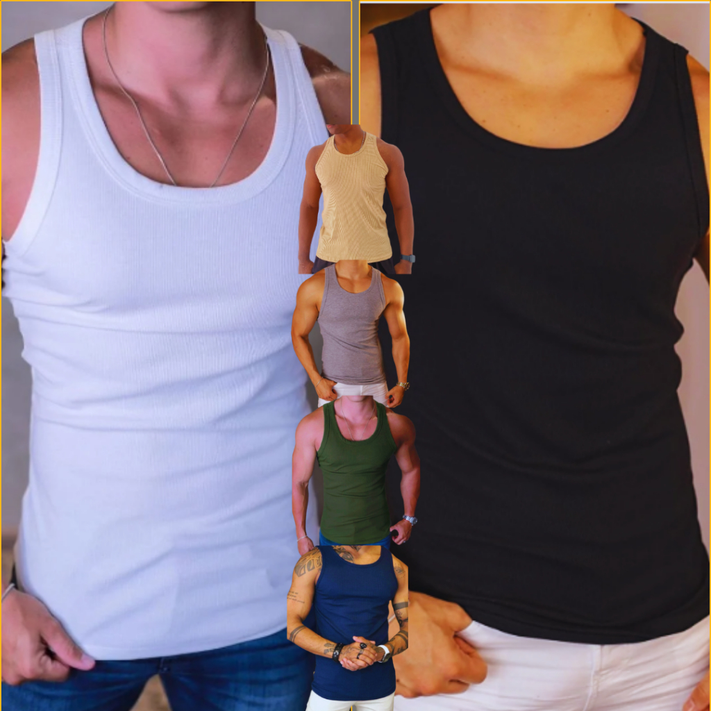 Kit 2 Regatas Canelada masculina americana básica - Camiseta slim