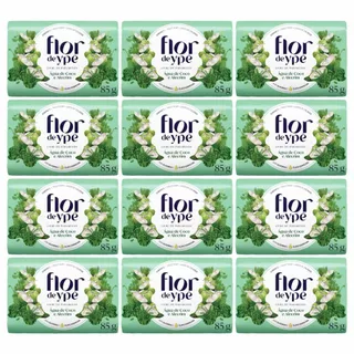 Kit 12 Sabonetes Flor de Ypê Água de Coco e Alecrim 85g