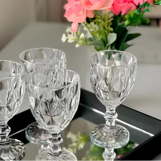 Kit Jogo de Taças Alba de Vidro 2 4 6 Unidades Vinho Elegante Clássica Versátil Transparente 320ml Restaurante Suco Drink