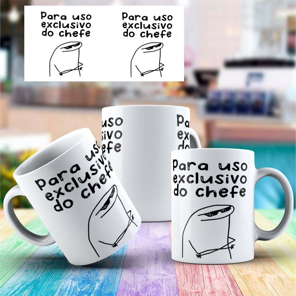 CANECA PORCELANA PRESENTE PARA USO EXCLUSIVO DO CHEFE - FLORK MEME
