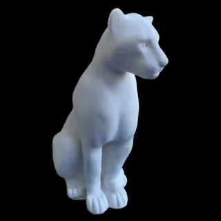 Pantera Sentada Lisa 15 cm Gesso Cru