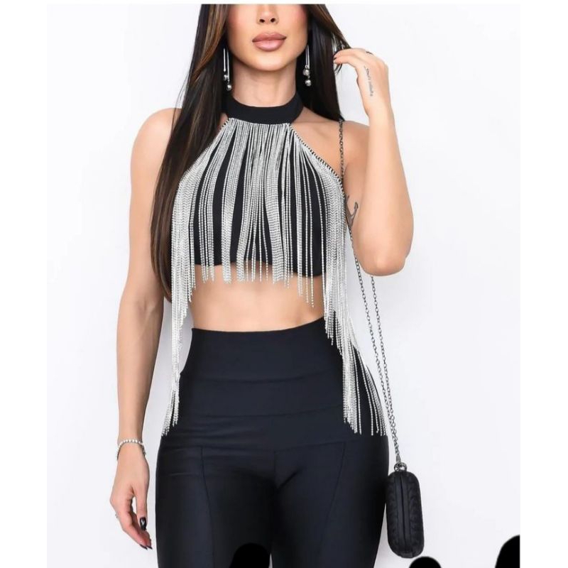 CROPPED STRAS/MODA BALADA/MODA BOIADEIRA | Shopee Brasil