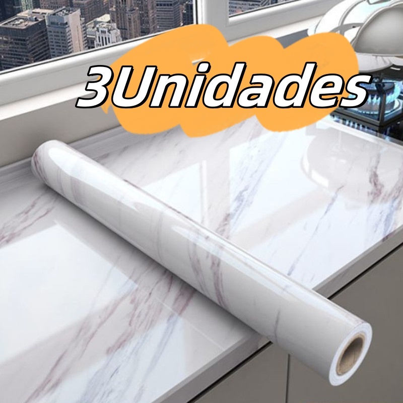 3 Pcs Papel Parede Autoadesivo Marmore Lavavel Resistente Agua/Óleo/Fogo/Temperatura Promoção