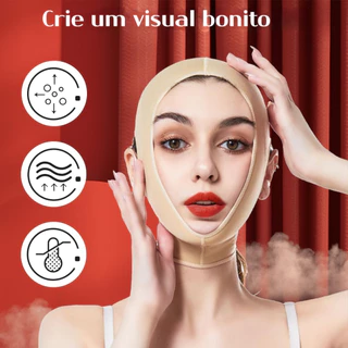Máscara de Dormir V-Lift, Bandagem Facial de Elevação, Cinta Molde de Queixo e Bochechas, Massageador Facial Redutor, Reutilizável e Portátil, Cobertura Completa ou Parcial