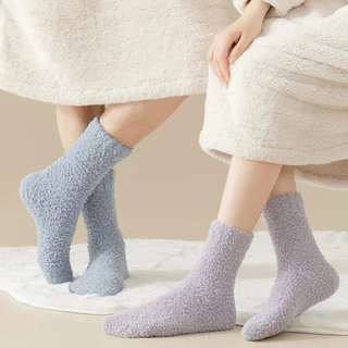 Kit 6 Pares Meias De Felpuda Grossa Para Frio Quente Adulto Femininas Meias De Chão De Outono E Inverno em Oferta na Shopee