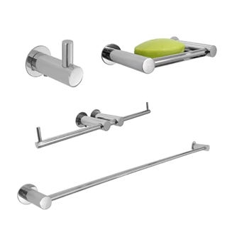 Kit Acessórios Banheiro 4 Peças Inox 304 Wora - Rr10001