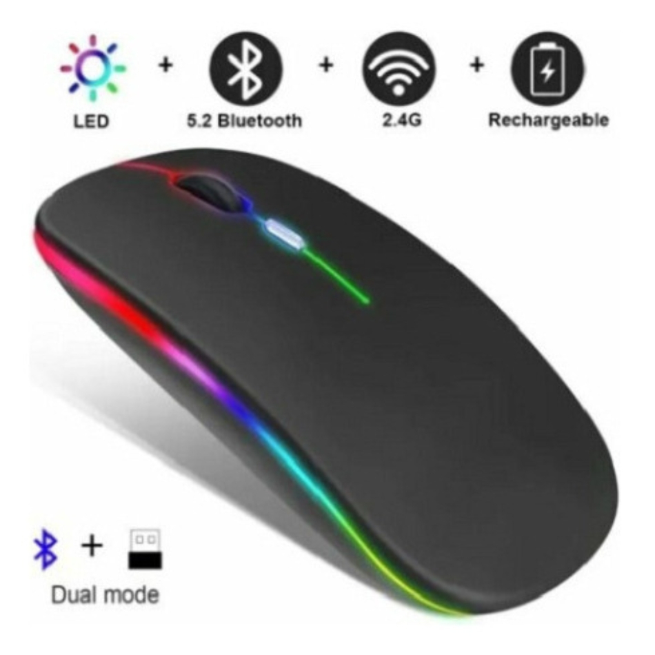 Mouse sem Fio Bluetooth Recarregável LED | Shopee Brasil