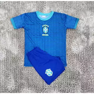 kit conjunto infantil da seleção do brasil azul 2024