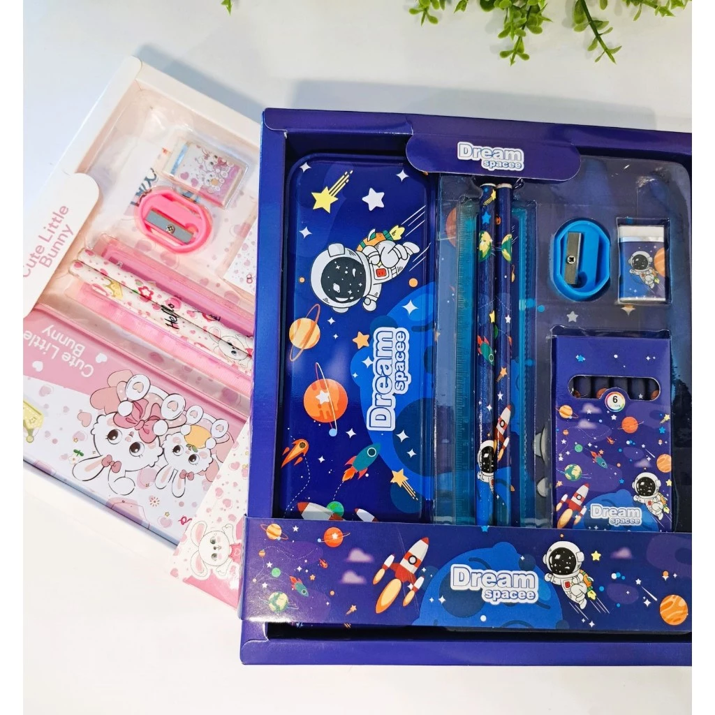 kit escolar infantil 12 Peças - menina e menino astronauta Material escolar