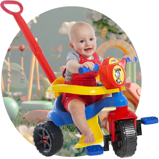 Motoquinha Menino Completa Utilizável De 1 a 3 Anos - Com Empurrador, Protetor, Pedais Certificado Inmetro - Motoca Triciclo Velotrol Totoka Velocipede - Selecione os modelos