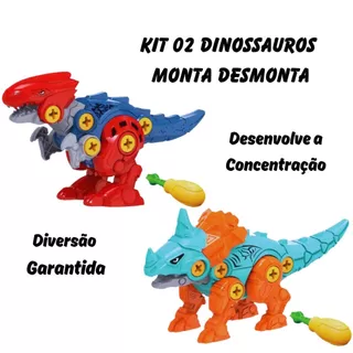 Dinossauros KIT 02 Brinquedos de Menino Monta Desmonta Educativos Pedagógicos com Ferramenta