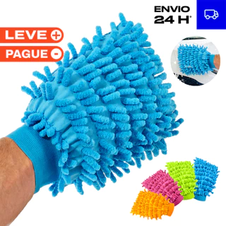 Kit Luva de Microfibra Multiuso P/ Lavar Carros, Dupla Face