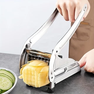Cortador Batata Palito Fatiador Legumes Fritas Inox Manual Verduras Frutas Fatiador Portátil Profissional Cozinha Lanchonete Restaurante Bar Multifuncional