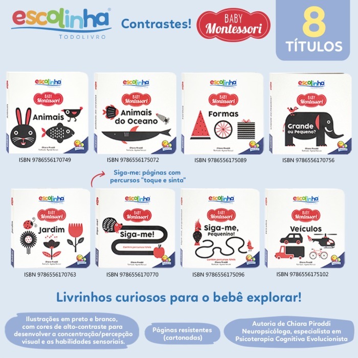 Livro escolinha Baby Montessori Cartonado contraste