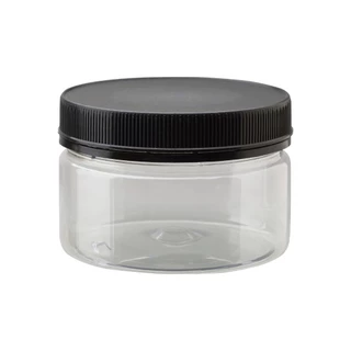 10 Pote Plástico PET Redondo 250 ml Tampa Preta Rosca com Lacre 89mm