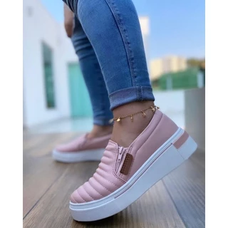 Tenis Feminino Casual Original Slip on Com Zíper Confortável Dia a Dia envio 24h