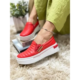 Tênis Sapatênis Sapatilha Feminino Slip On Com Zíper Sintetico Casual Delicado Envio Imediato