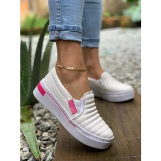 Tênis Sapatênis Feminino Casual Slip On Zíper Alta Qualidade Confortável Envio Imediato