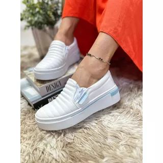 Tênis Sapatênis Feminino Slip On Original Com Zíper Casual Calce Fácil Envio Imediato