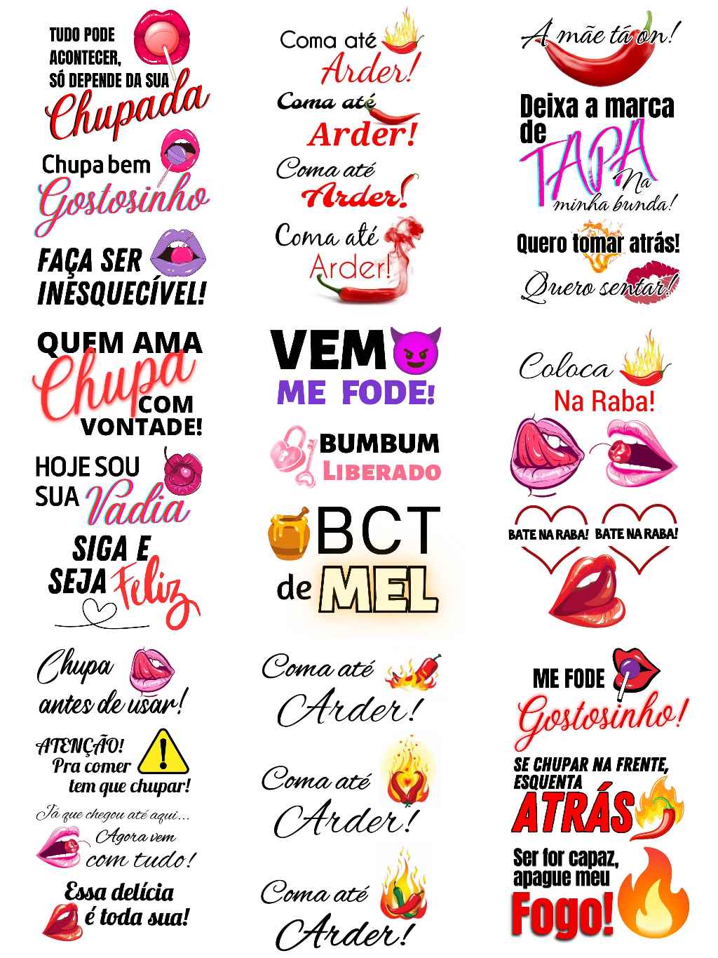 Combo 9 Cartelas Tatuagem Temporária Frases Sex Mulheres Depilação Pimenta  Fogo Adesivos 6 x1 0 Cm | Shopee Brasil