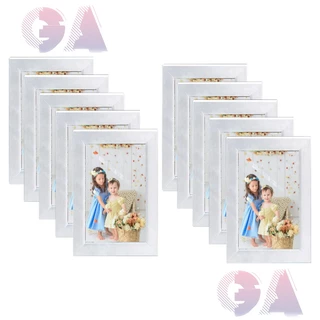 Kit 10 Porta Retratos 10x15 A6 Moldura Branca Com Vidro para fotos e decorações