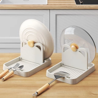 Descanso de Panela e Suporte Multifuncional,Porta Tampas, Talheres e Organizador de Temperos para Cozinha,Montagem na Parede e Dobrável