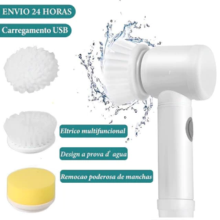 Escova Eletrica de Limpeza 5 em 1 Sem Fio Limpador Multiuso Pratico Para Cozinha Banheiro Ferramenta