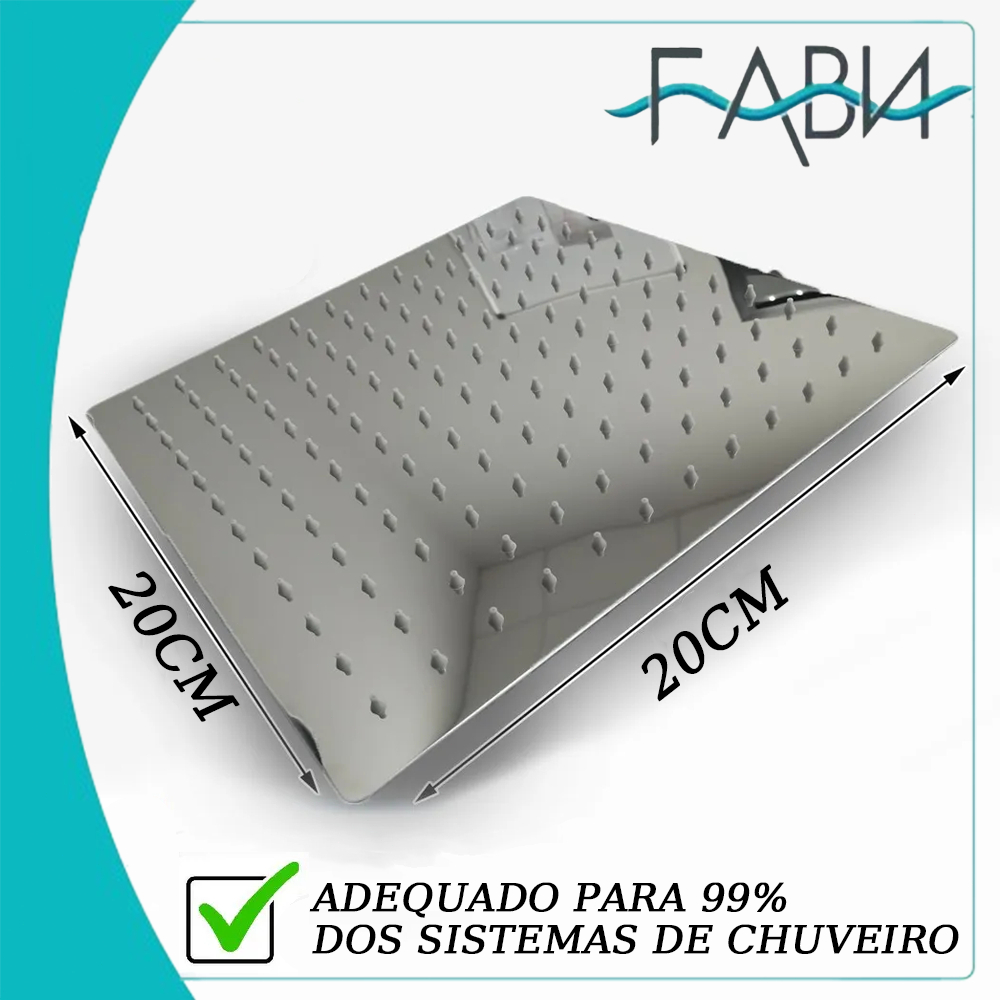 INOX Ducha chuveiro inox quadrado 20 Com braco 40cm FABN
