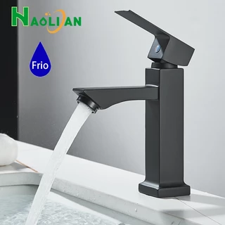 Torneira Banheiro/Lavabo Preta Cromado Luxo Metal Moderna 1/2 Cuba Inox Quadrada