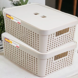 Kit 2 Caixas Organizadora com Tampa 11 Litros em Plástico Resistente
