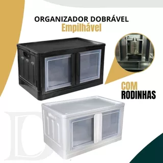 Organizador Modulável Dobrável C/ Porta Dupla 75 Litros Grande Armário Plástico Modulável