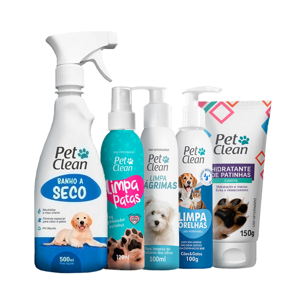 Kit Banho A Seco Hidratante E Limpa Patas, Orelhas e Lágrimas