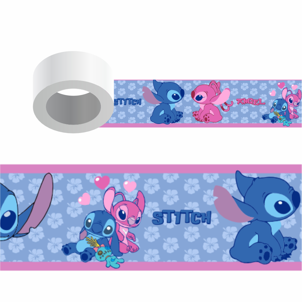 Kit - 04 unid _ Faixa Adesiva para Quarto - Parede_ STITCH 03672 _ 4metros