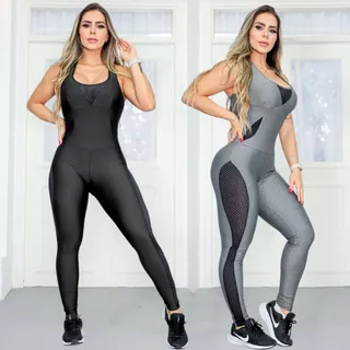 Macacão Fitness com Detalhes em Tela e Sustentação Integrada - Ideal para Treinos